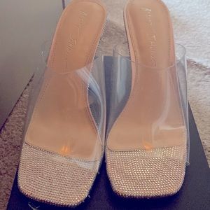 Rhinestone Betsey Johnson perfect heel clear top